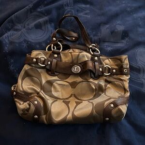 Coach Tan and Brown Shoulder Bag